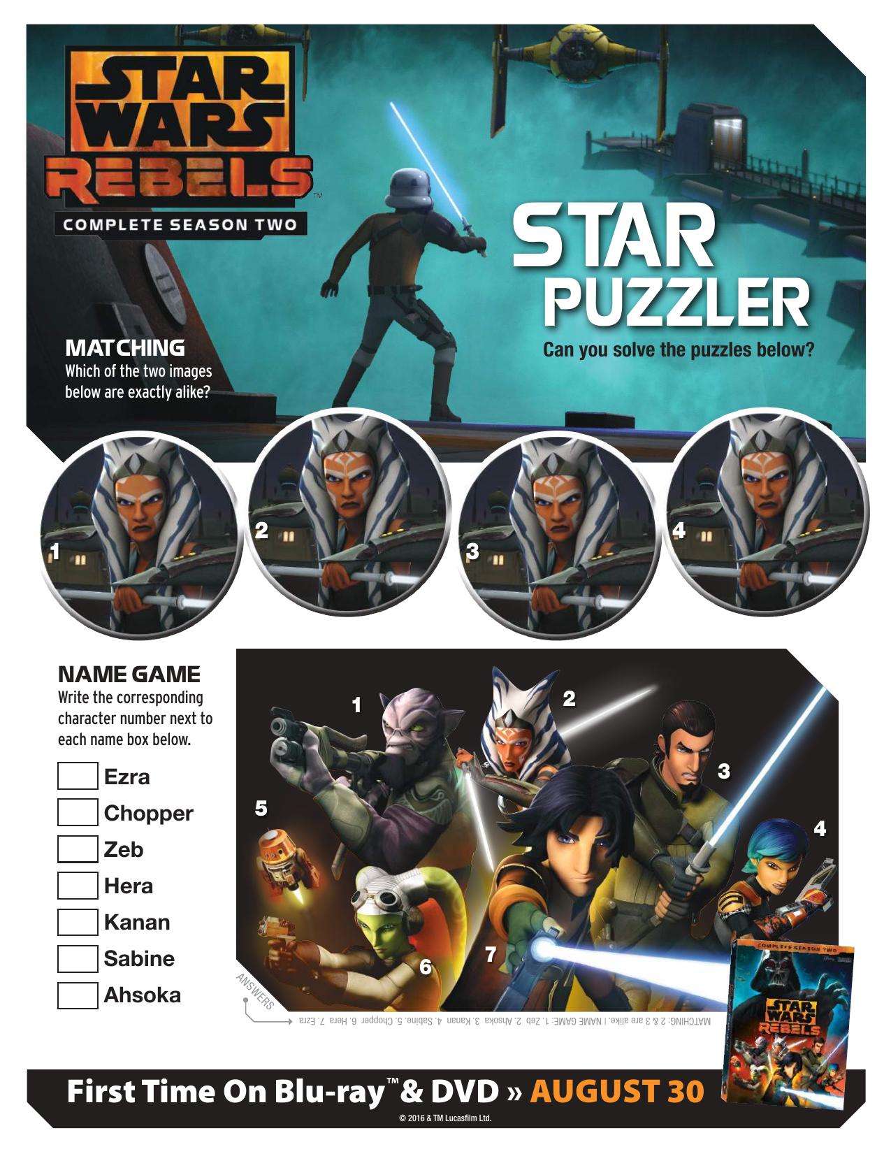 Star Wars Rebels Season Two Star Puzzler by Unknown
