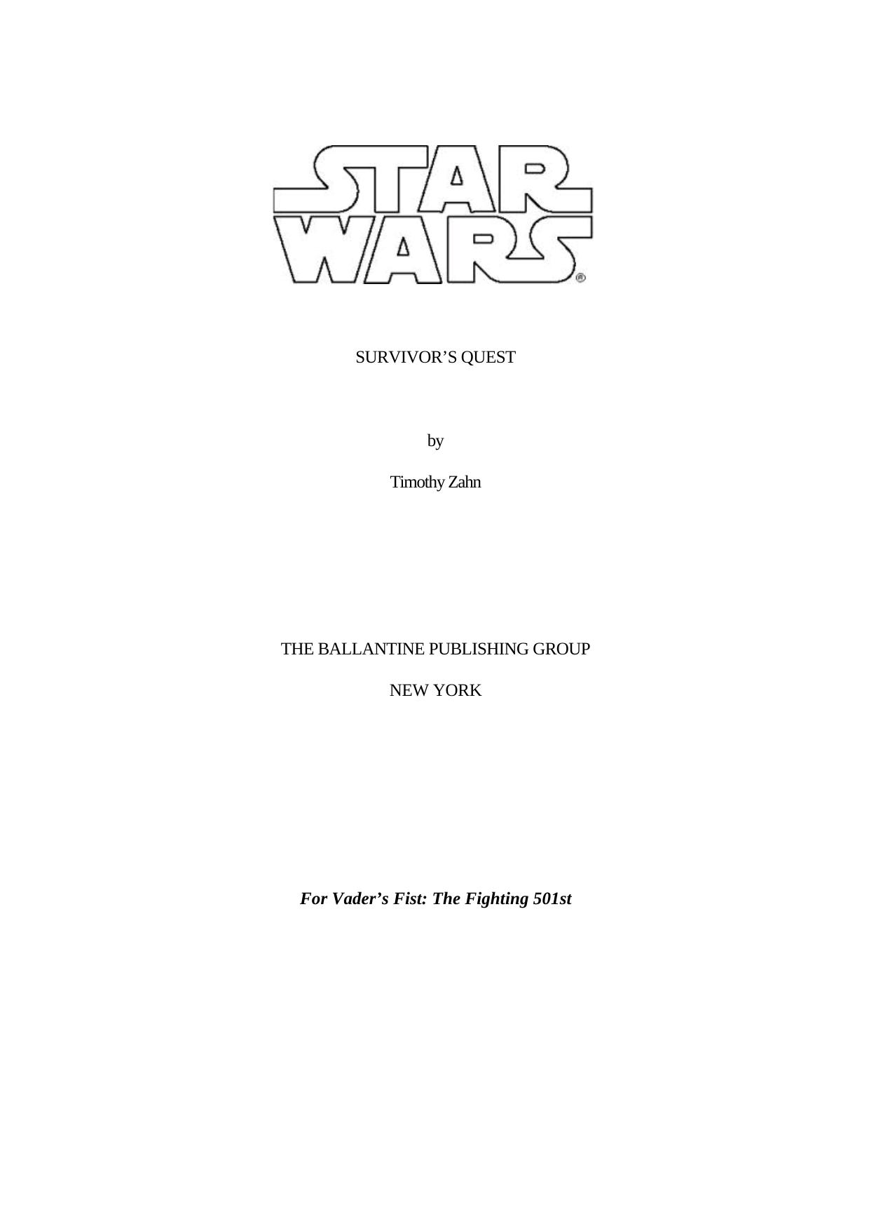Star Wars Survivor s Quest by Timothy Zahn by Unknown