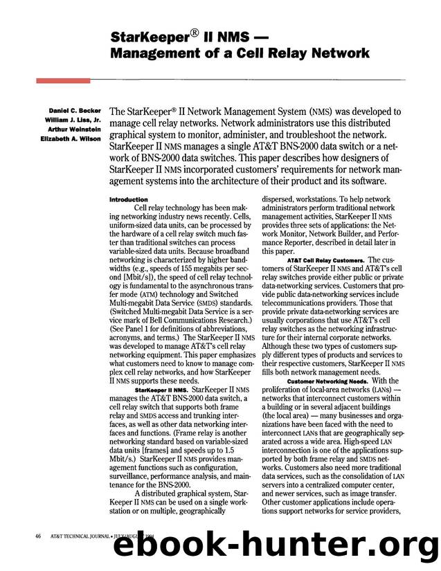 StarKeeper II NMS  Management of a Cell Relay Network by Unknown