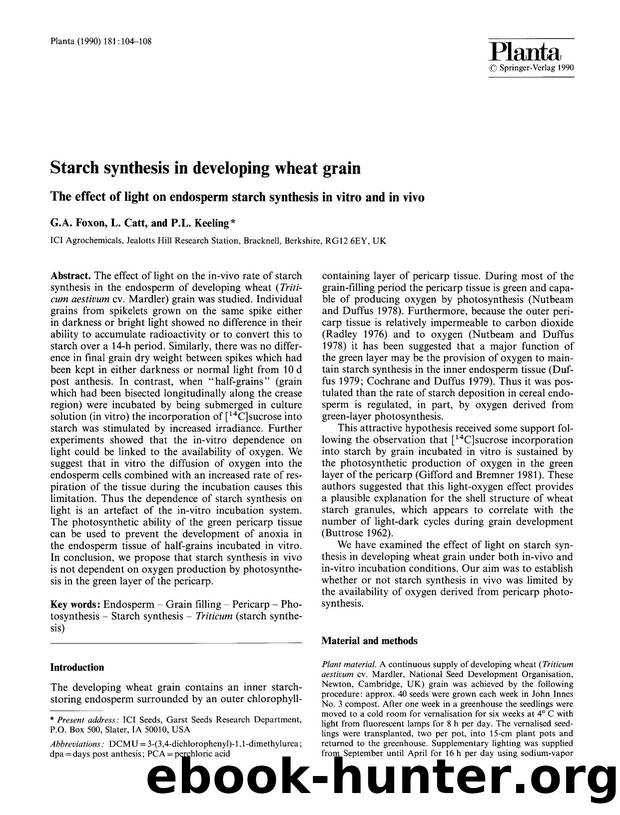 Starch synthesis in developing wheat grain by Unknown