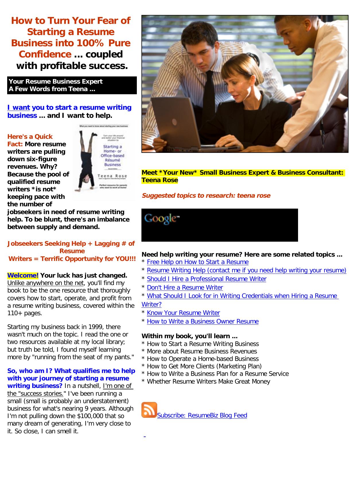 Start A Resume Writing Business. by Best of Kuszter's Collection