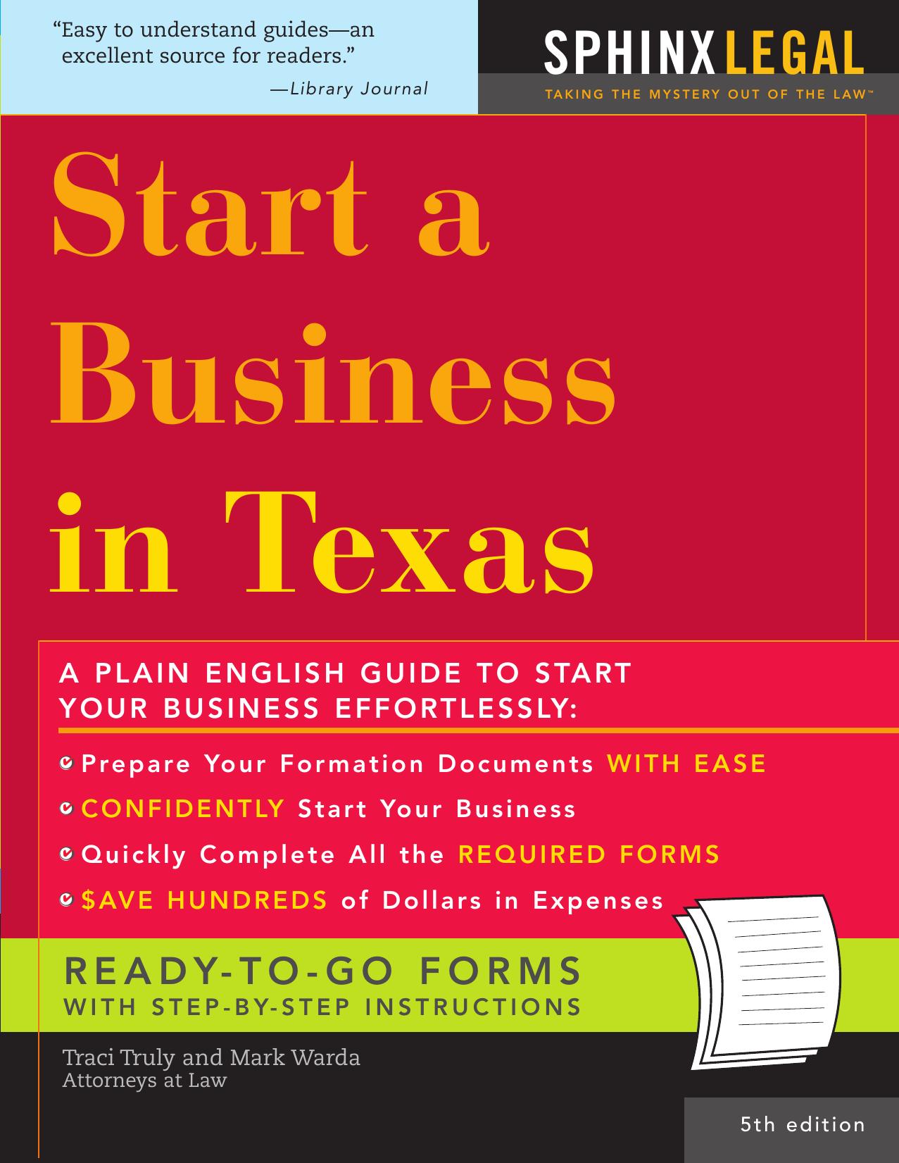 Start a Business in Texas, 5e (Legal Survival Guides) by Mark Warda Traci Truly