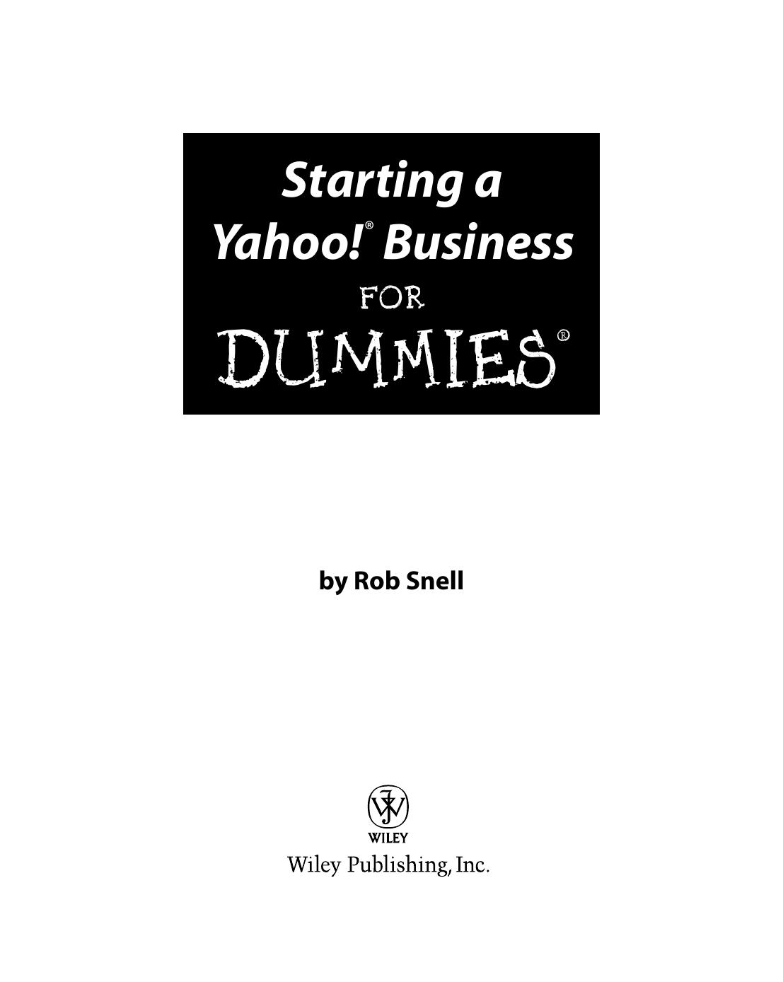 Starting a Yahoo Business for DUMmIES by Unknown