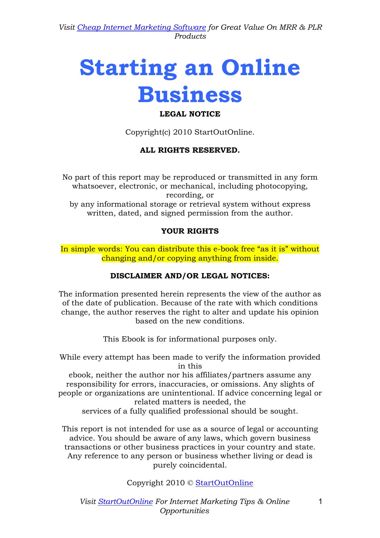 Starting an online business by Horton Tom