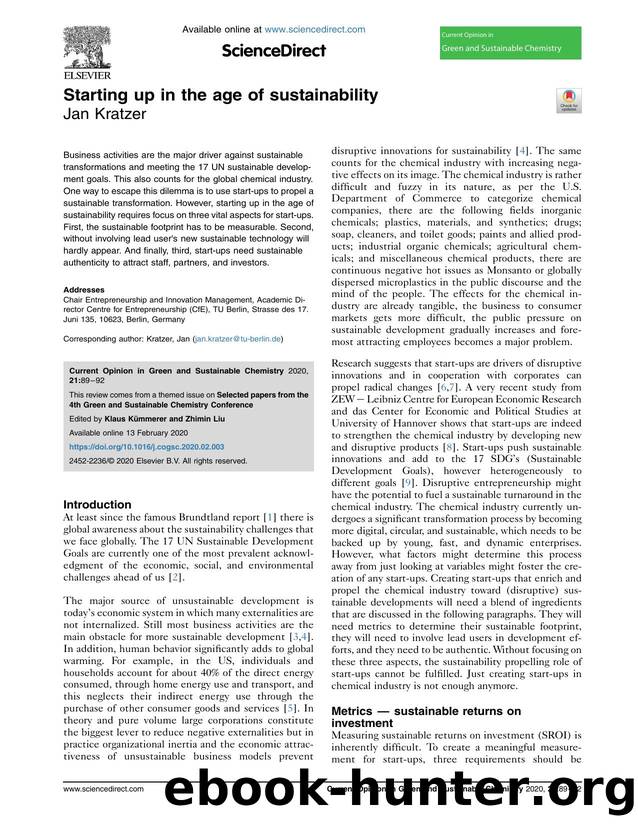Starting up in the age of sustainability by Jan Kratzer
