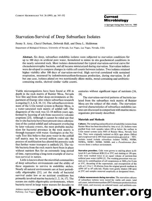 Starvation-survival of deep subsurface isolates by Unknown