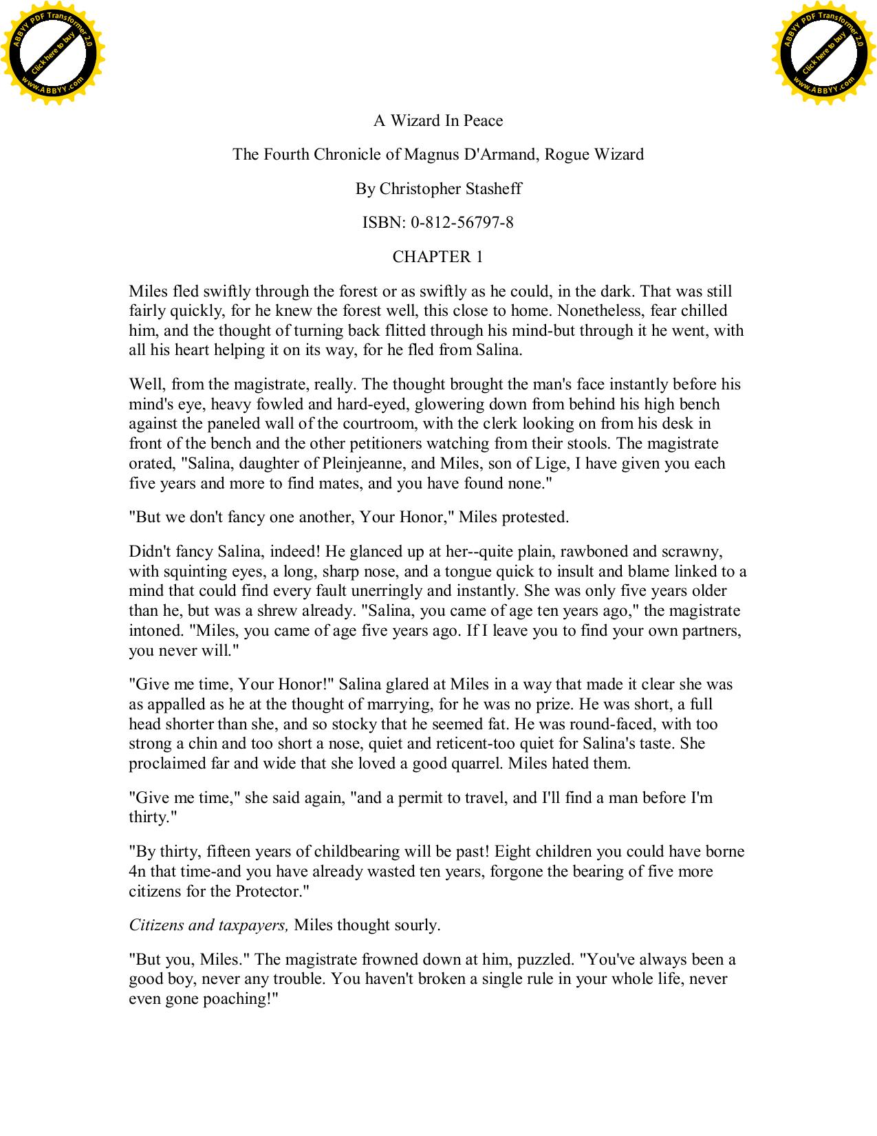 Stasheff, Christopher - Rogue Wizard 05 - A Wizard in Peace by Stasheff Christopher