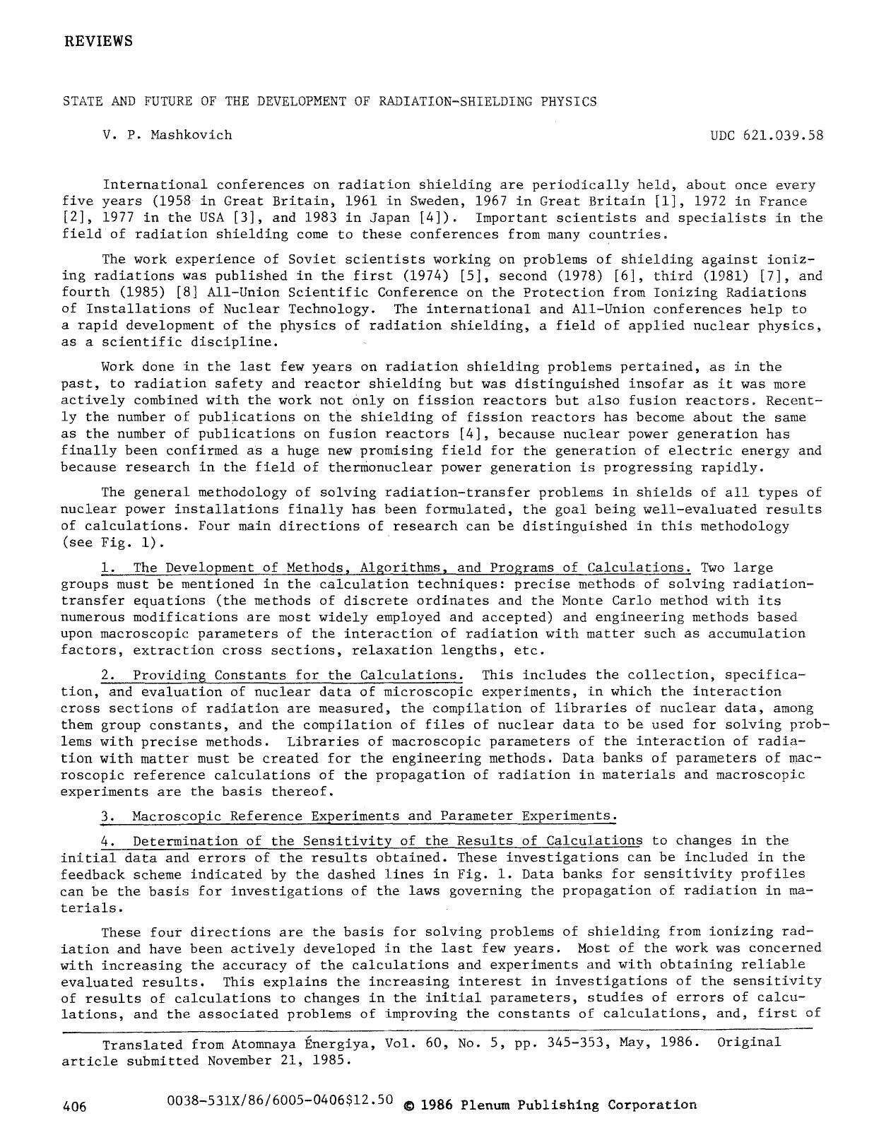 State and future of the development of radiation-shielding physics by Unknown
