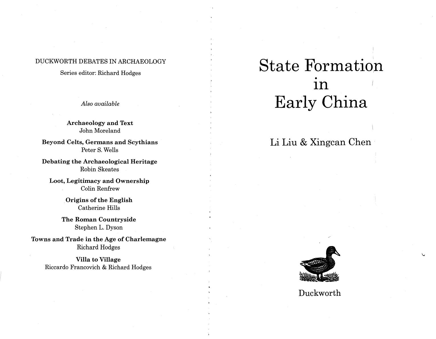 State formation in early China by Li Liu and Xingcan Chen