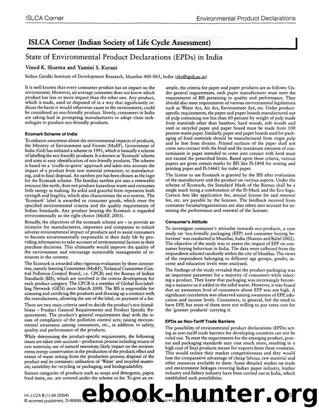 State of environmental product declarations (EPDs) in India by Unknown