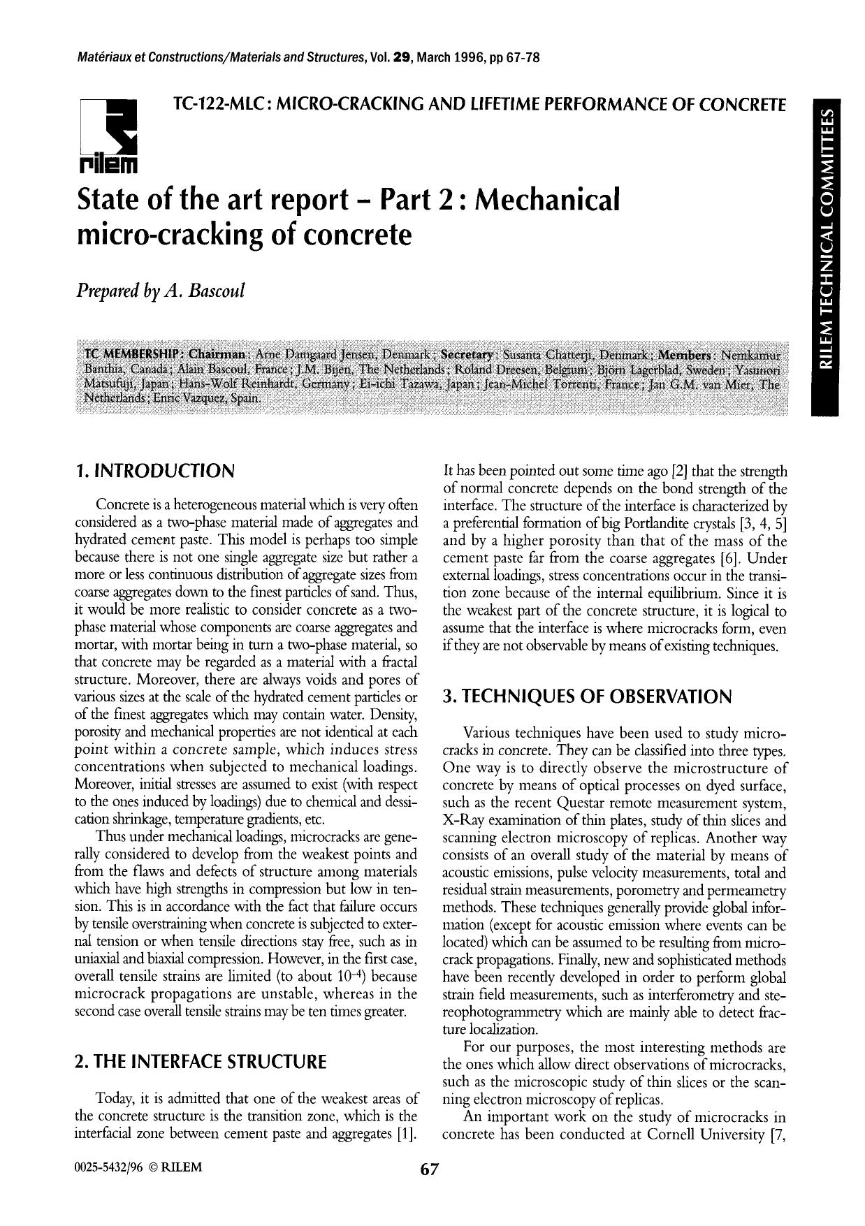 State of the art report&#x2014;Part 2: Mechanical micro-cracking of concrete by Unknown