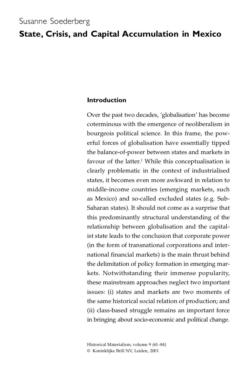 State, Crisis, and Capital Accumulation in Mexico by State Crisis & Capital Accumulation in Mexico