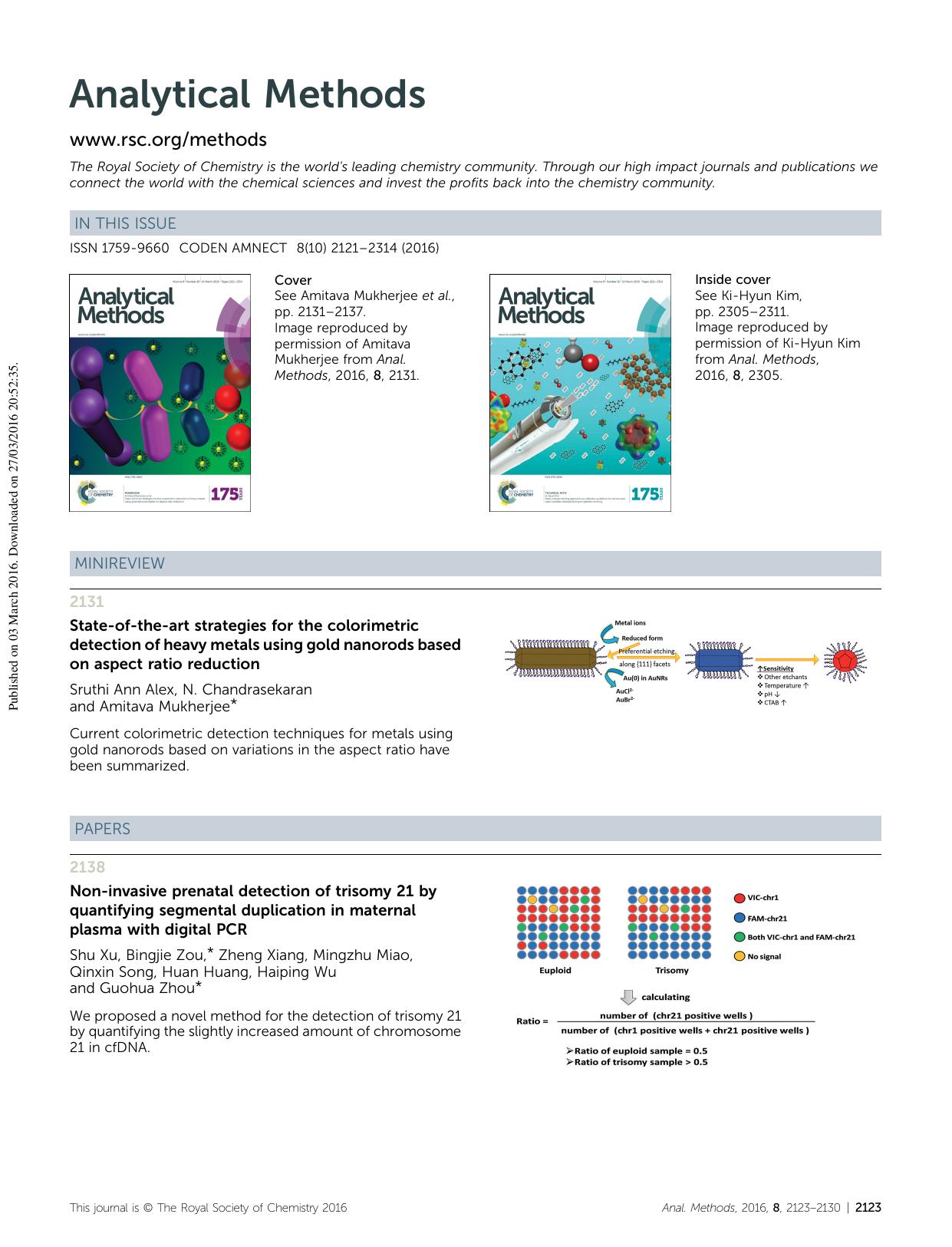 State-of-the-art strategies for the colorimetric detection of heavy metals using gold nanorods based on aspect ratio reduction by Unknown
