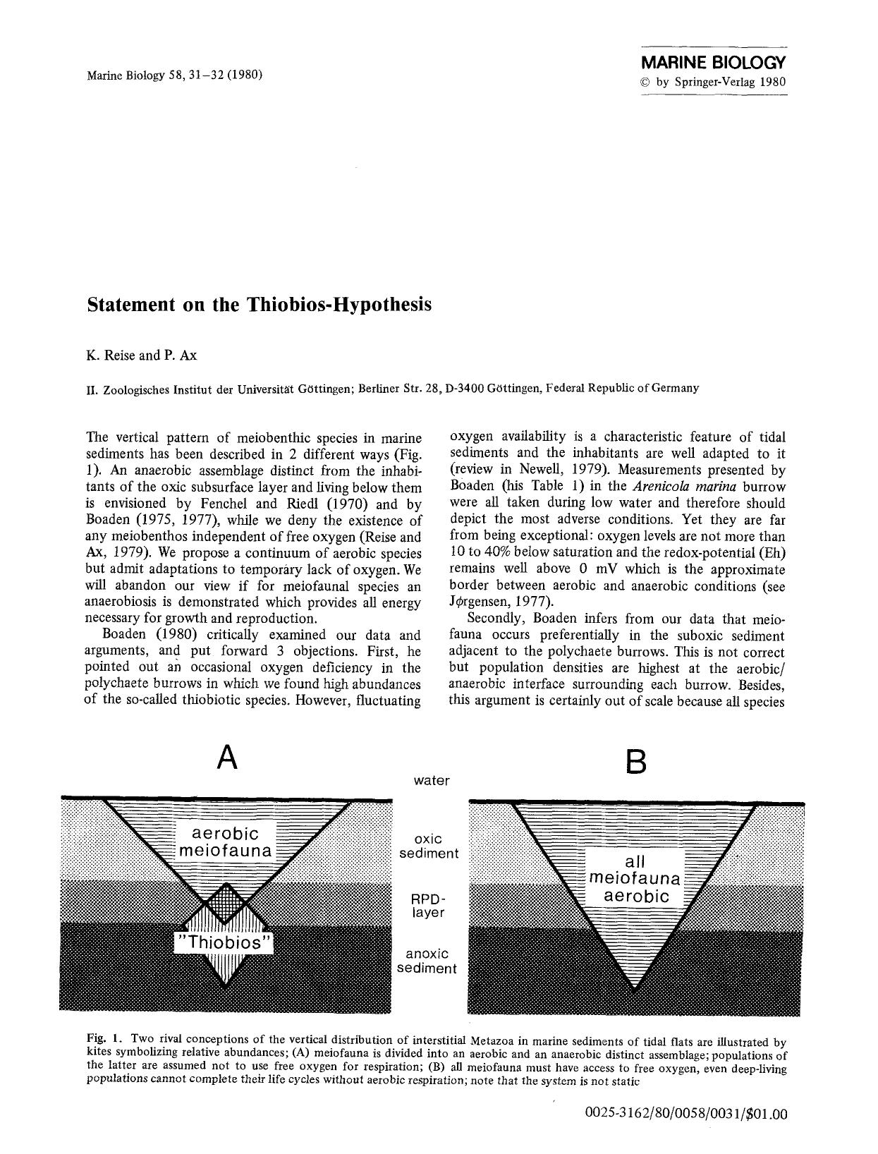 Statement on the thiobios-hypothesis by Unknown