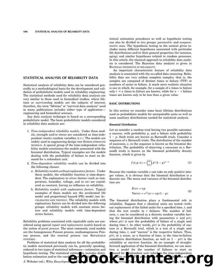 Statistical Analysis of Reliability Data". In: Wiley Encyclopedia of Electrical and Electronics Engineering by Unknown
