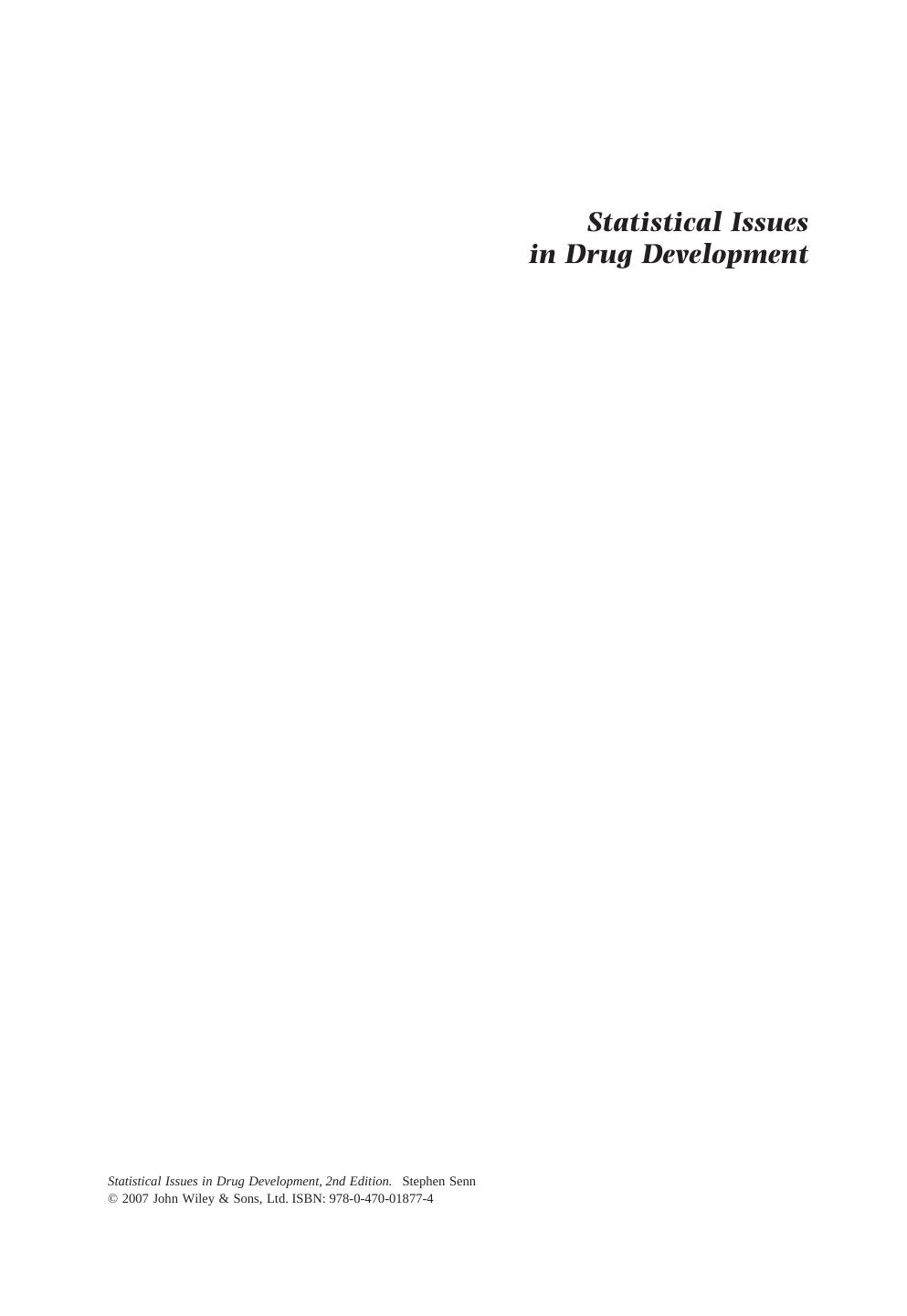 Statistical Issues in Drug Development by Unknow