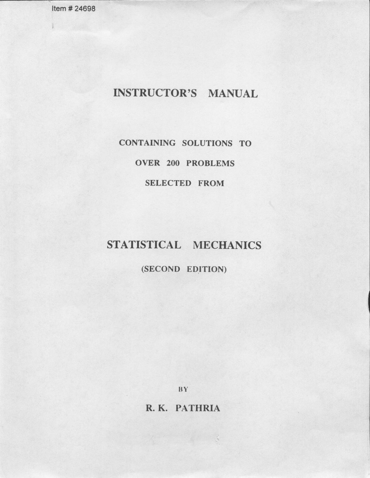 Statistical Mechanics by Pathria 2nd solutions (LaOmVi)