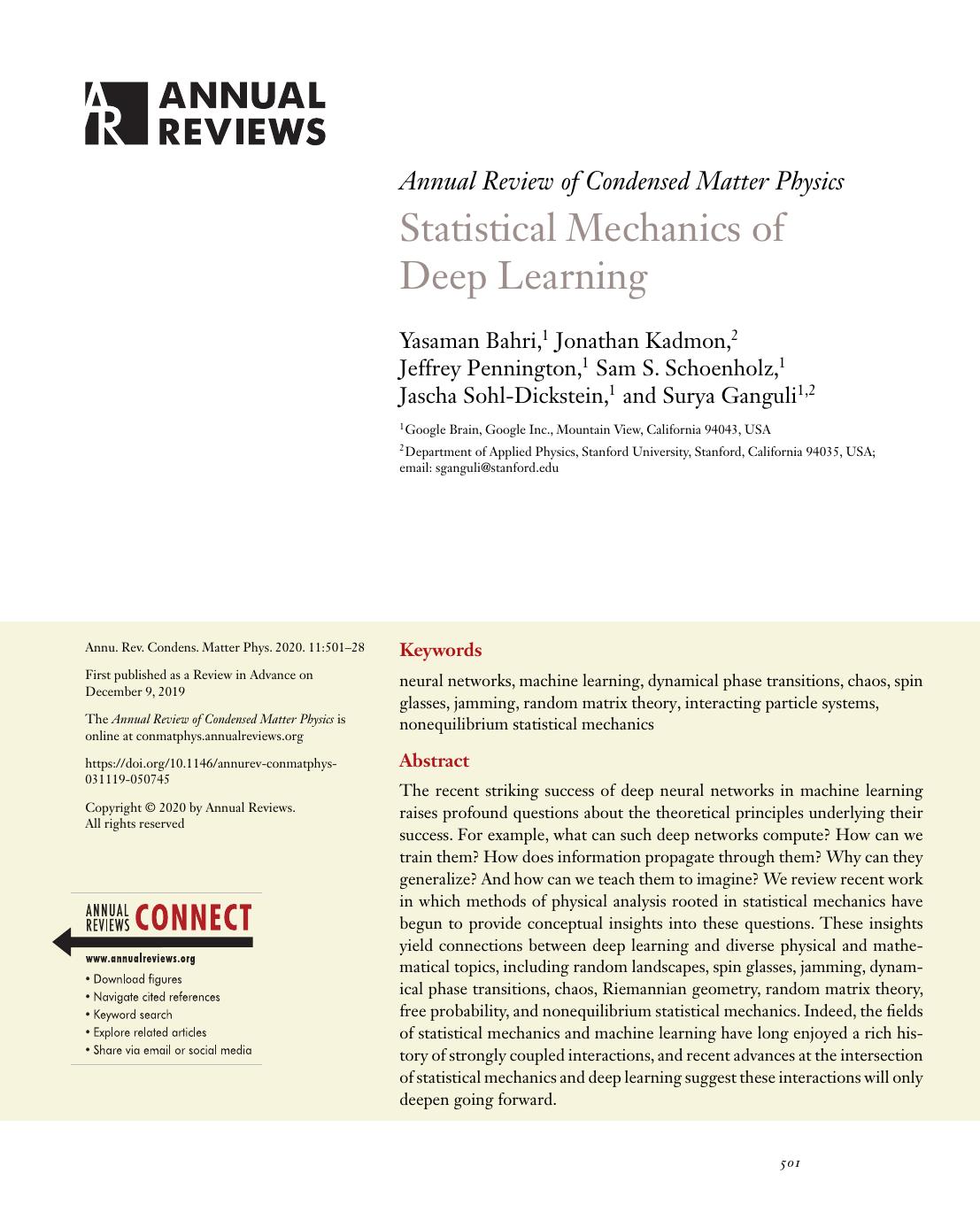 Statistical Mechanics of Deep Learning by unknow