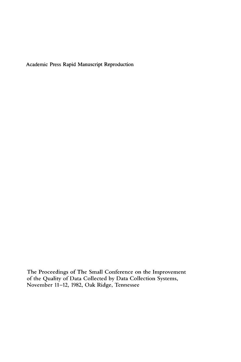 Statistical Methods and the Improvement of Data Quality by Tommy Wright
