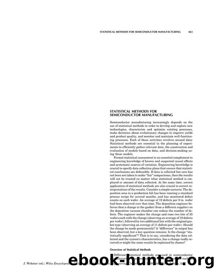 Statistical Methods for Semiconductor Manufacturing". In: Wiley Encyclopedia of Electrical and Electronics Engineering by Unknown