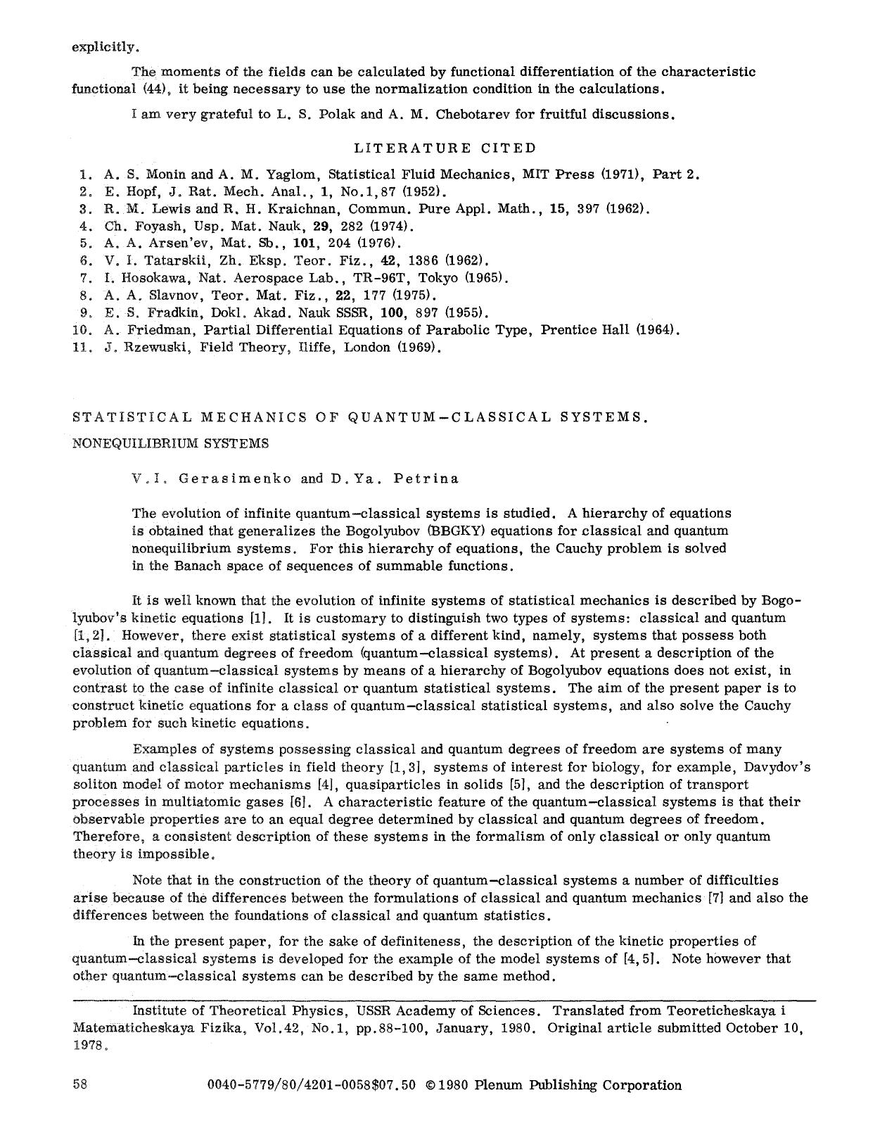 Statistical mechanics of quantum-classical systems. Nonequilibrium systems by Unknown