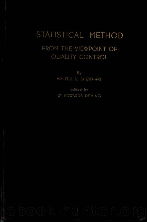 Statistical method from the viewpoint of quality control by Shewhart Walter A. (Walter Andrew) 1891-1967