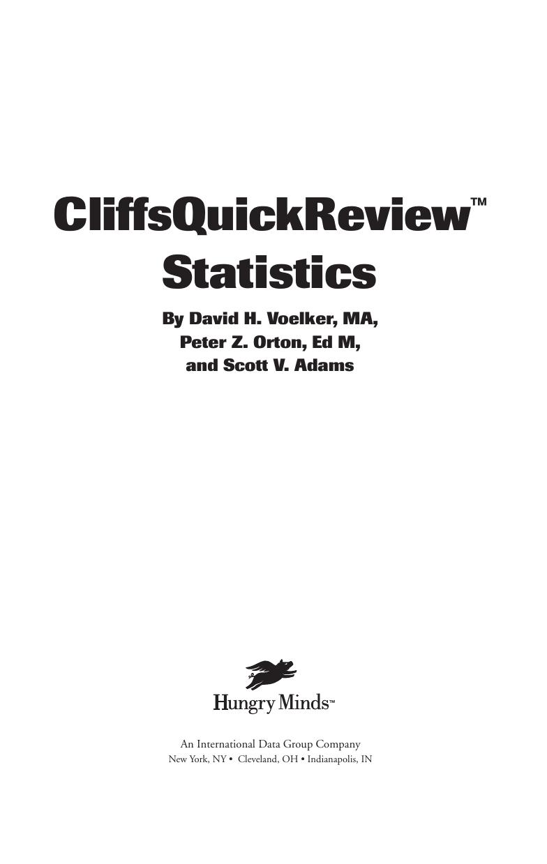 Statistics by David H Voelker; Peter Z Orton; Scott V Adams