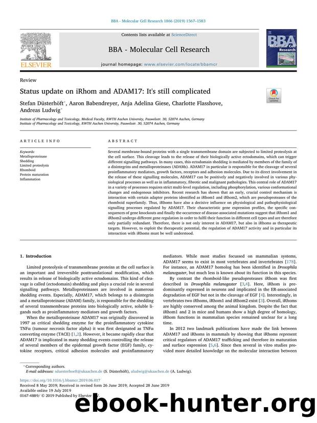 Status update on iRhom and ADAM17_ It's still complicated by Stefan Düsterhöft & Aaron Babendreyer & Anja Adelina Giese & Charlotte Flasshove & Andreas Ludwig