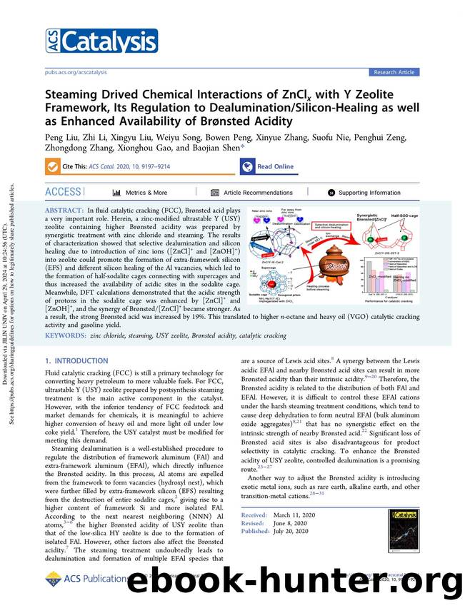 Steaming Drived Chemical Interactions of ZnClx with Y Zeolite Framework, Its Regulation to DealuminationSilicon-Healing as well as Enhanced Availability of BrÃ¸nsted Acidity by unknow