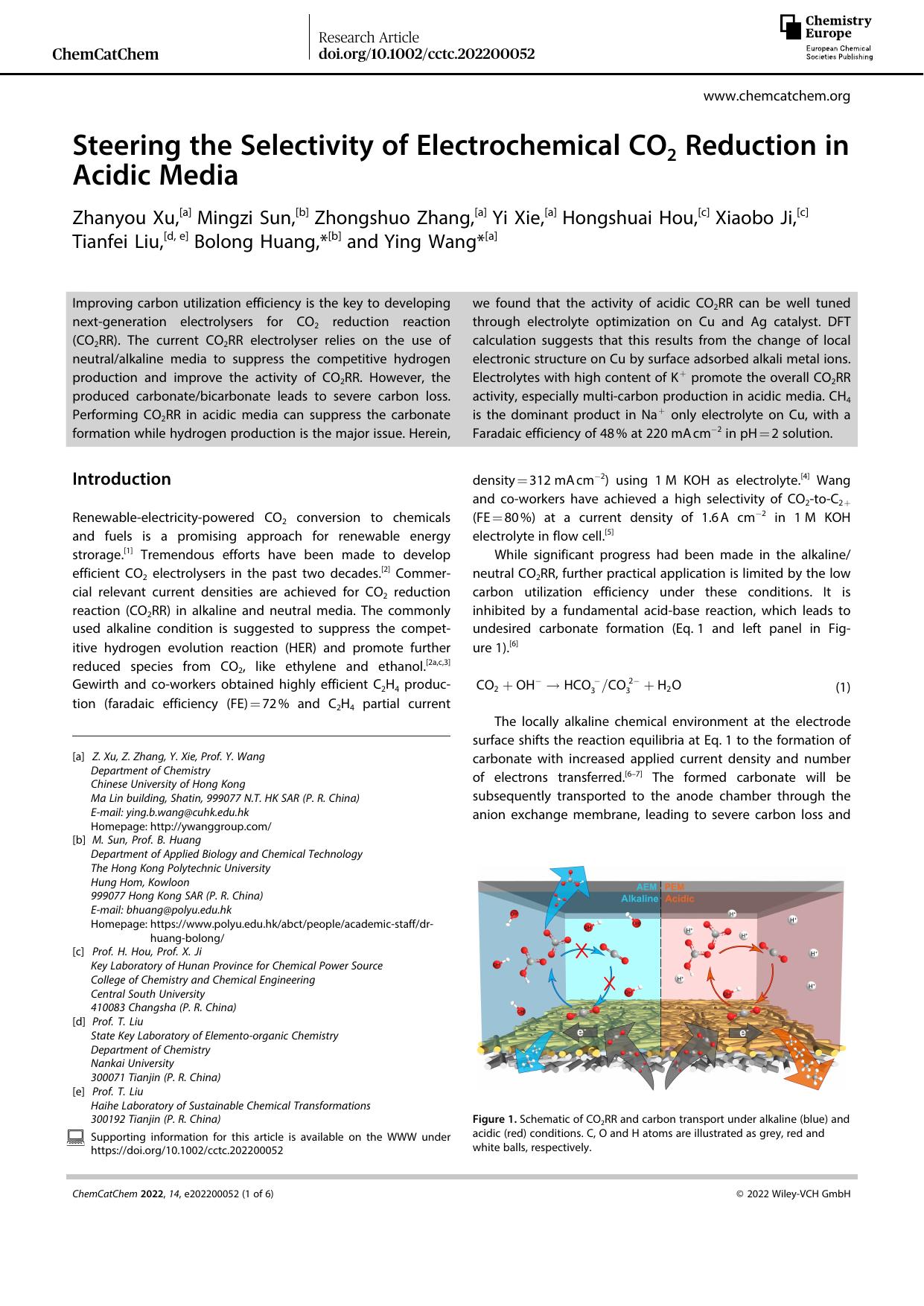 Steering the Selectivity of Electrochemical CO2 Reduction in Acidic Media by Unknown