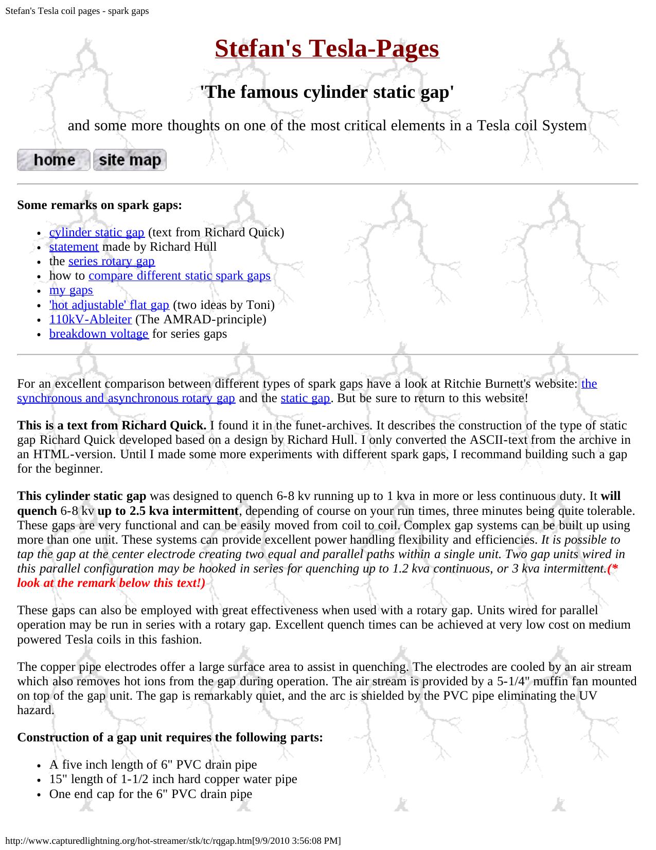 Stefan's Tesla coil pages - spark gaps by Unknown