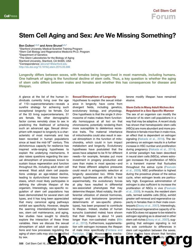 Stem Cell Aging and Sex: Are We Missing Something? by Ben Dulken & Anne Brunet
