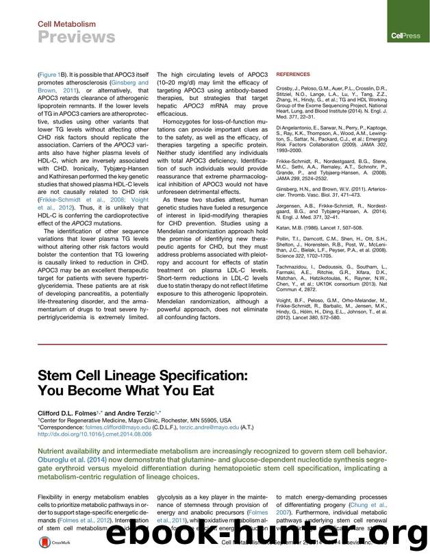 Stem Cell Lineage Specification: You Become What You Eat by Clifford D.L. Folmes & Andre Terzic