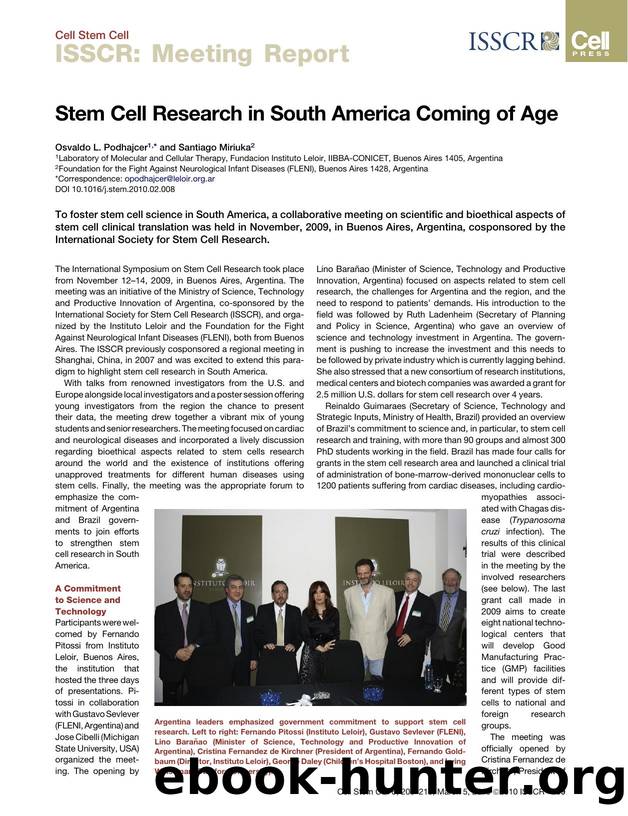 Stem Cell Research in South America Coming of Age by Osvaldo L. Podhajcer; Santiago Miriuka