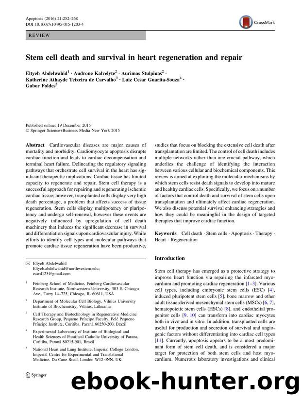 Stem cell death and survival in heart regeneration and repair by unknow