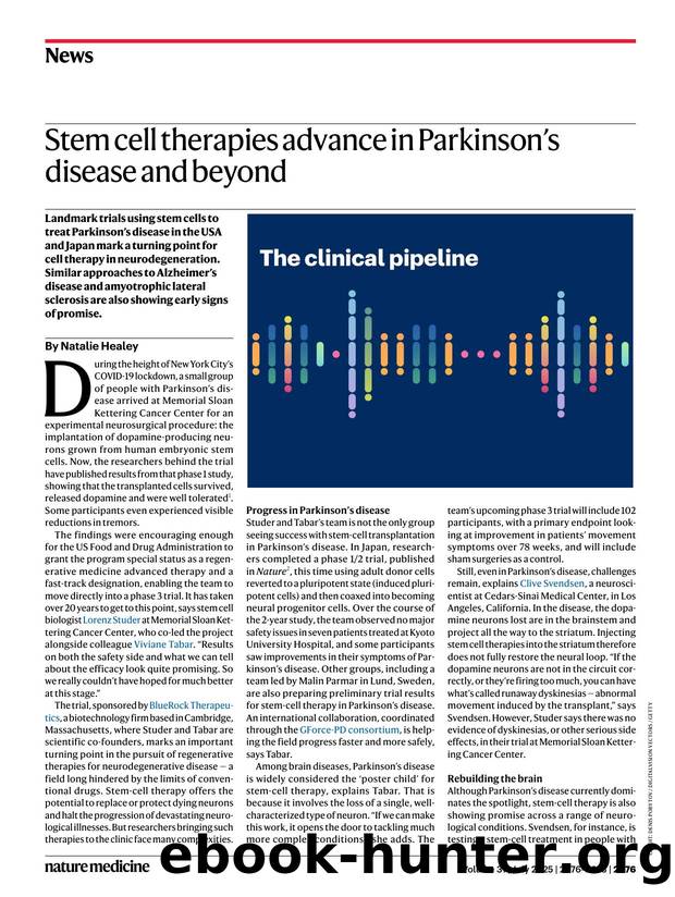 Stem cell therapies advance in Parkinsonâs disease and beyond by Natalie Healey
