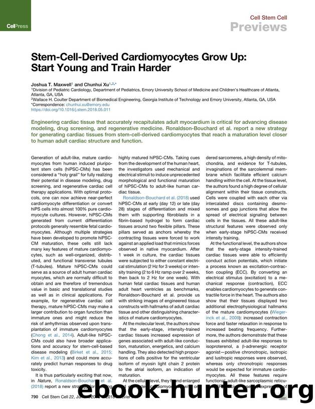 Stem-Cell-Derived Cardiomyocytes Grow Up: Start Young and Train Harder by Joshua T. Maxwell & Chunhui Xu