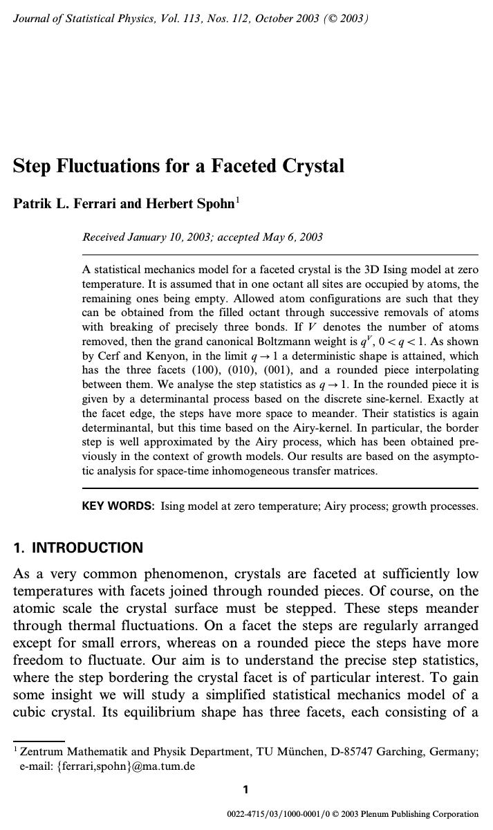 Step Fluctuations for a Faceted Crystal by Unknown