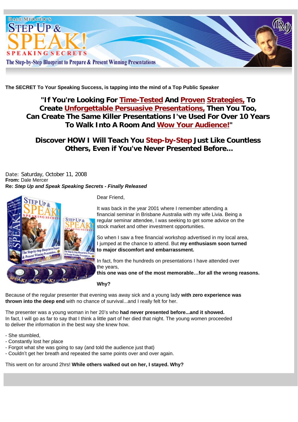 Step Up And Speak - Presentation Secrets. by Best of Kuszter's Collection