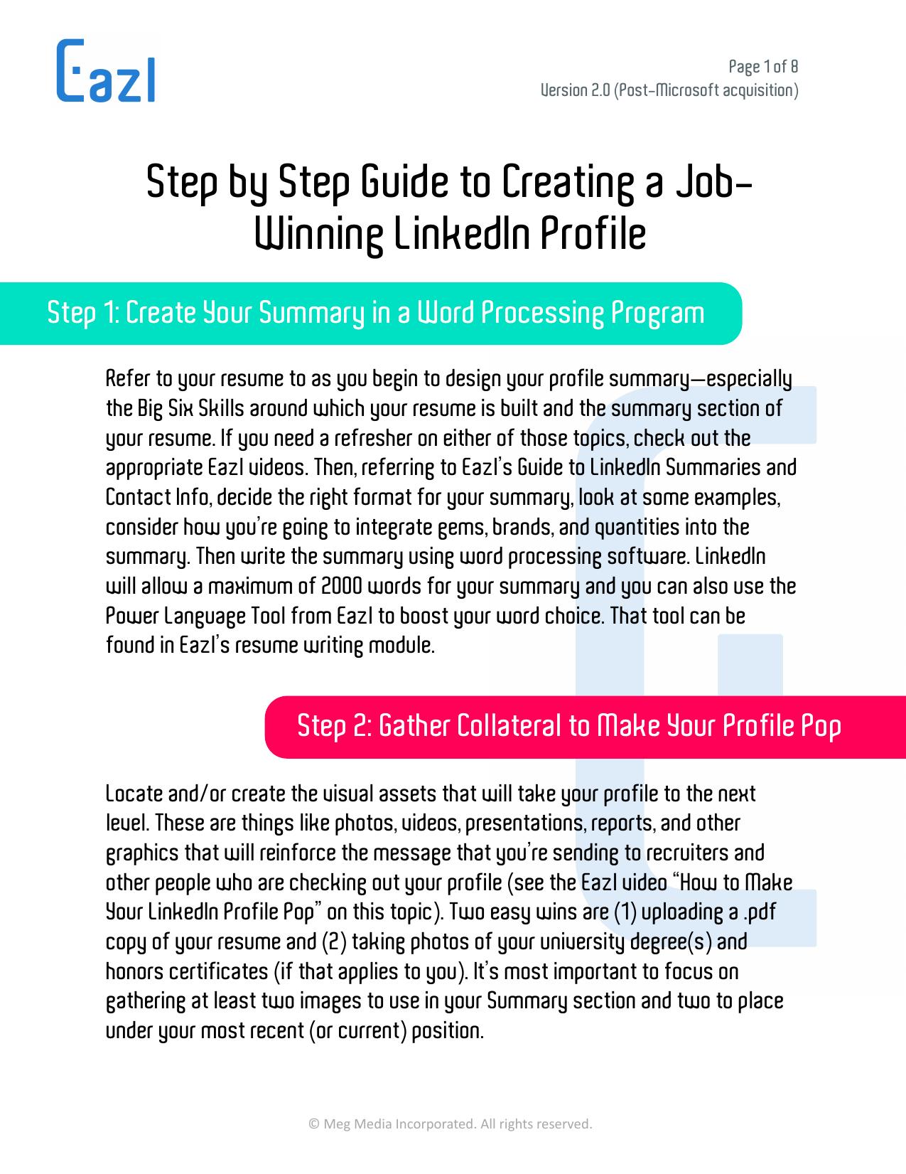 Step by Step Guide to Creating a Job-Winning LinkedIn Profile by Accounts Receivable - Meg Media Inc