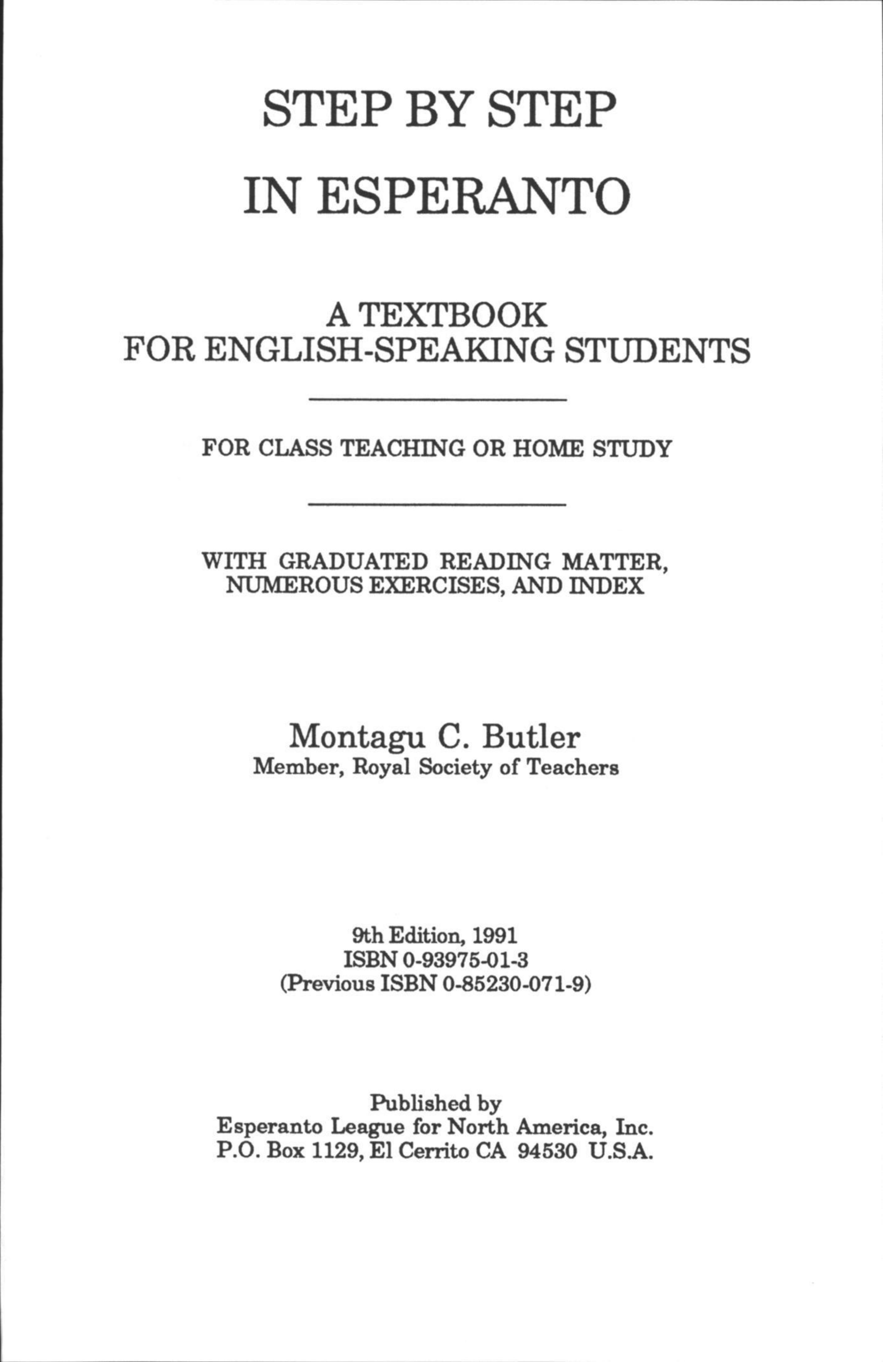Step by Step in Esperanto (Montagu C. Butler) by Unknown