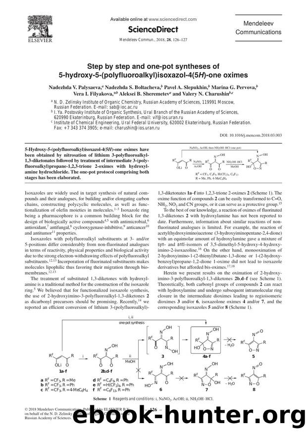 Step by step and one-pot syntheses of 5-hydroxy-5-(polyfluoroalkyl)isoxazol-4(5H)-one oximes by unknow