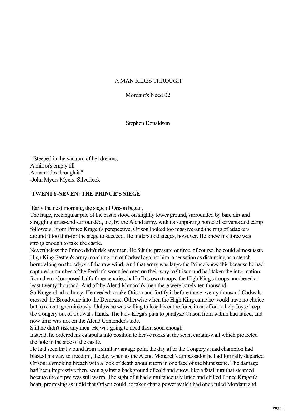 Stephen R. Donaldson - Mordant's Need 02 by A Man Rides Through