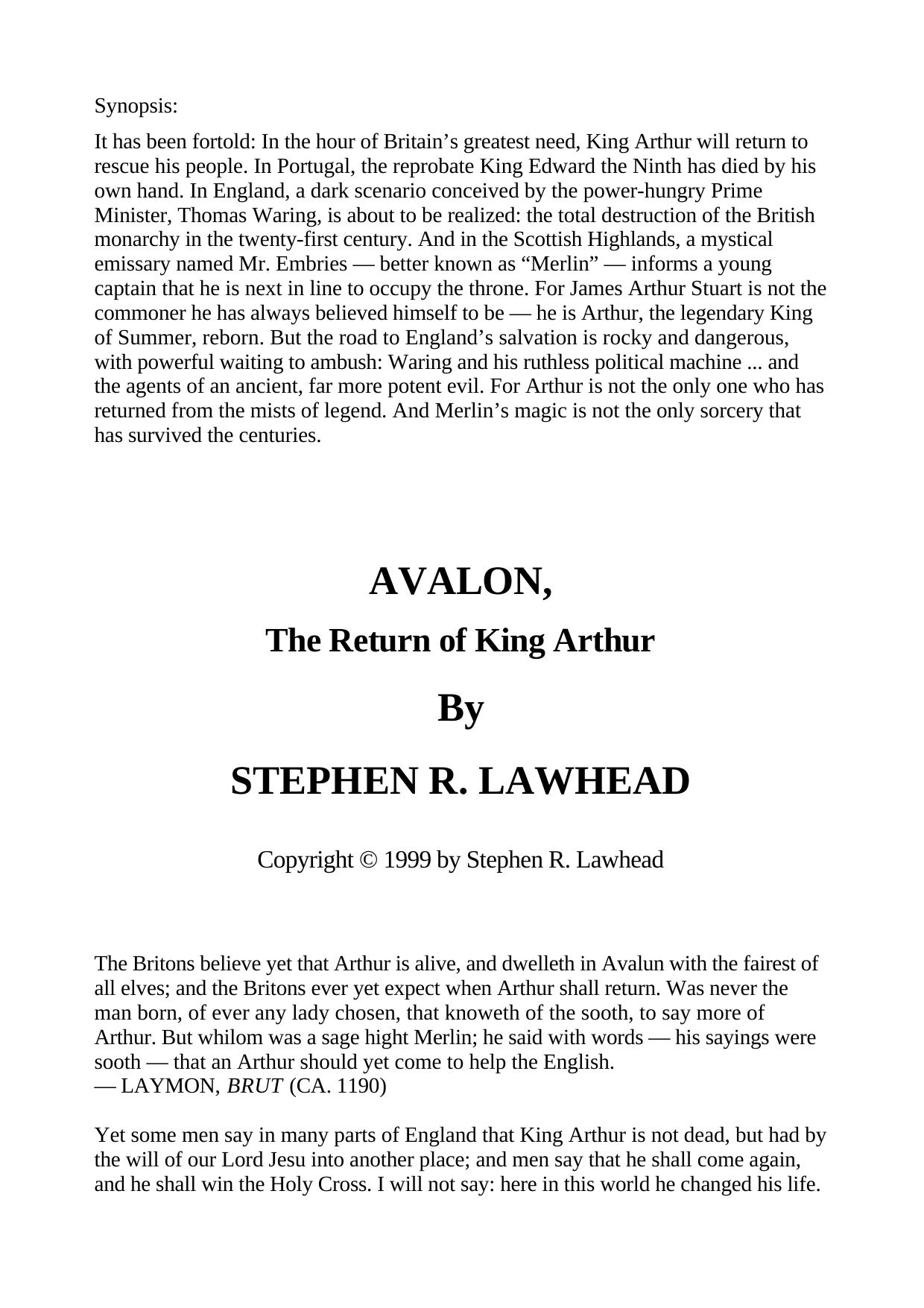 Stephen R. Lawhead by Avalon The Return Of King Arthur (v4.0)