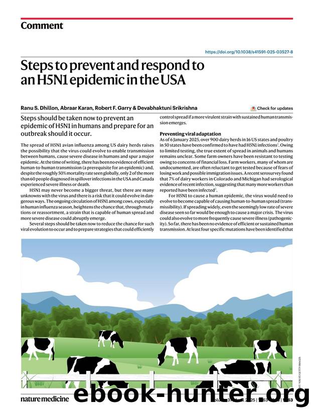 Steps to prevent and respond to an H5N1 epidemic in the USA by Ranu S. Dhillon & Abraar Karan & Robert F. Garry & Devabhaktuni Srikrishna