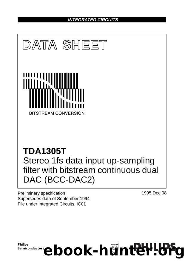 Stereo 1fs data input up-sampling filter with bitstream continuous dual DAC (BCC-DAC2) by Philips Semiconductors