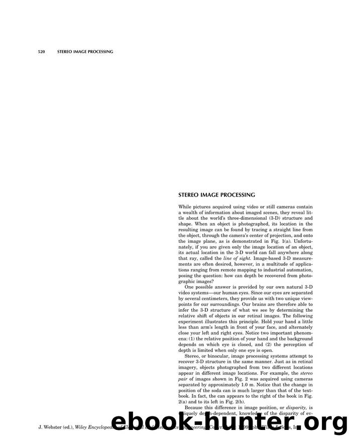 Stereo Image Processing". In: Wiley Encyclopedia of Electrical and Electronics Engineering by Unknown