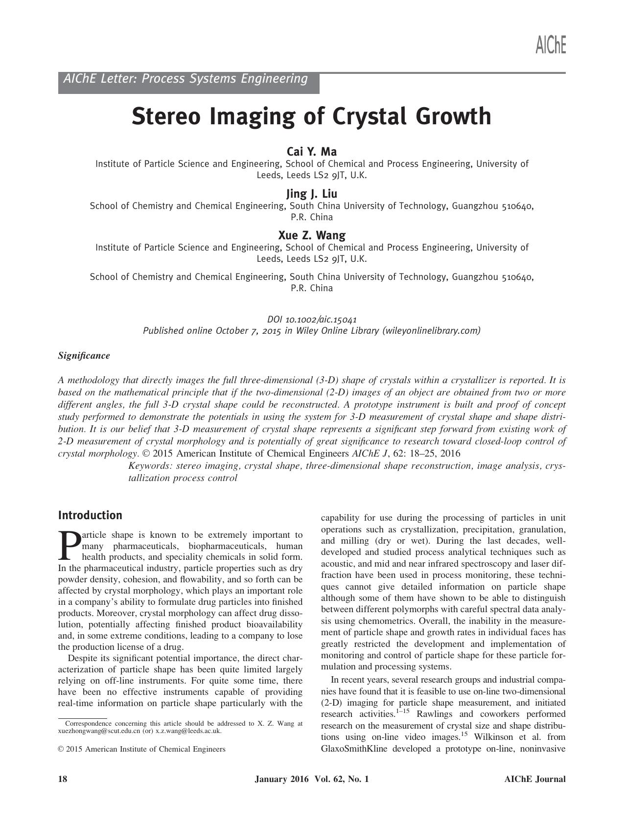 Stereo Imaging of Crystal Growth by Unknown