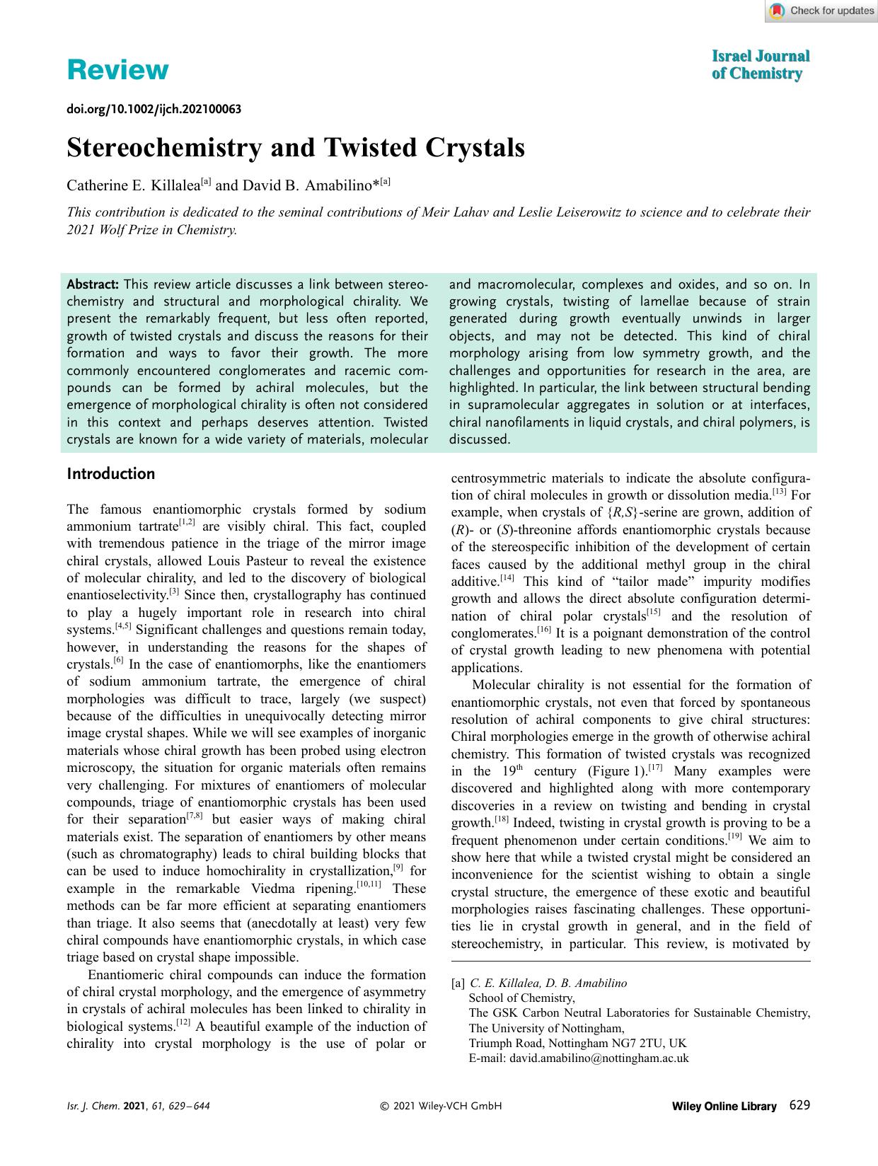Stereochemistry and Twisted Crystals by Unknown