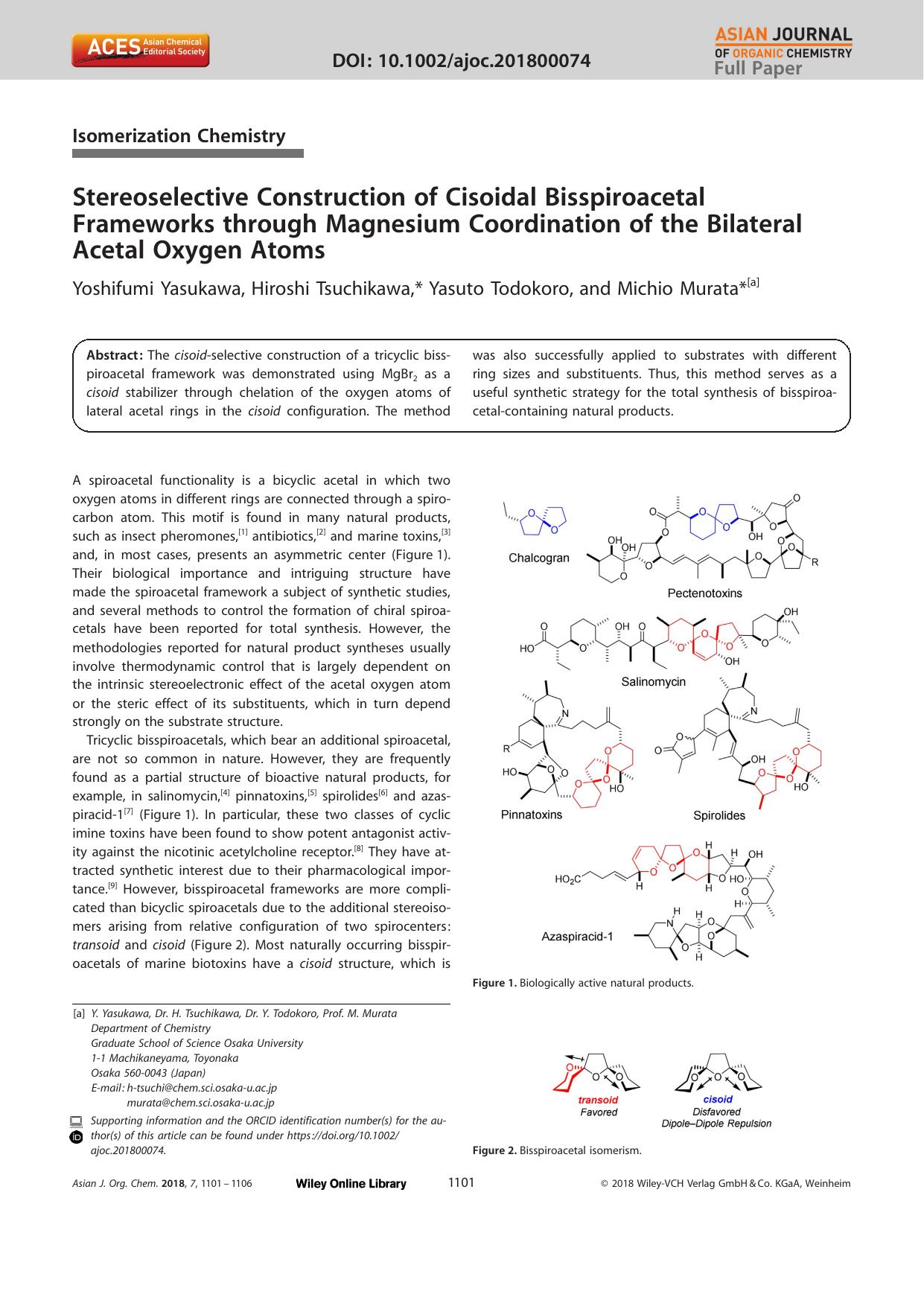 Stereoselective Construction of Cisoidal Bisspiroacetal Frameworks through Magnesium Coordination of the Bilateral Acetal Oxygen Atoms by Unknown